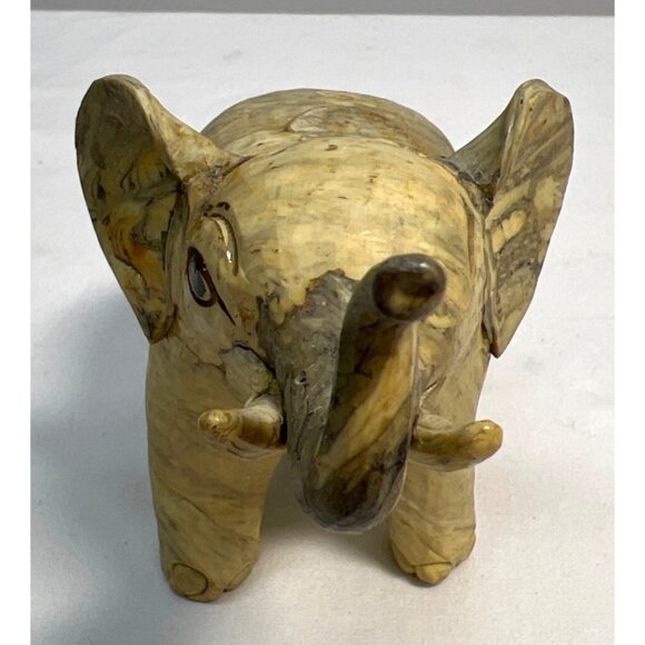 Hand-Carved Elephant Figurine Crushed Oyster shells - Picture 2 of 5